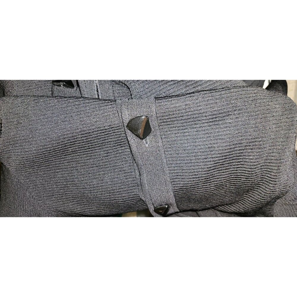 Exclusively Misook Solid Black Textured Button Fr… - image 3